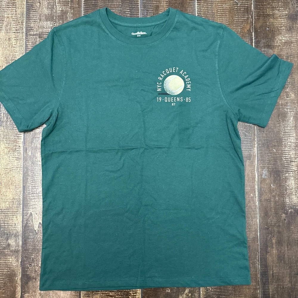 Goodfellow & Co Forest Green Cotton T-Shirt NYC Racquet Academy 1985 Queens NY